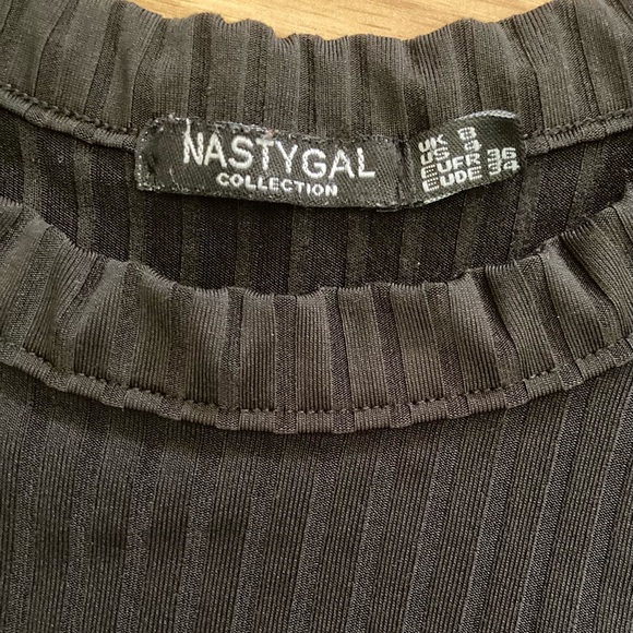Nasty Gal Black Ribbed Crop Top 4 S Small - Picture 3 of 4